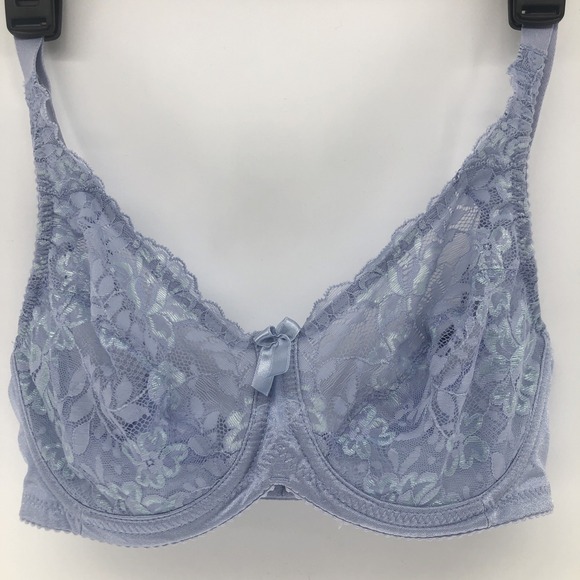 LUNAIRE 10711 Blue Unlined Sheer Embroidered Full Coverage Underwire Bra  38C - Picture 1 of 8